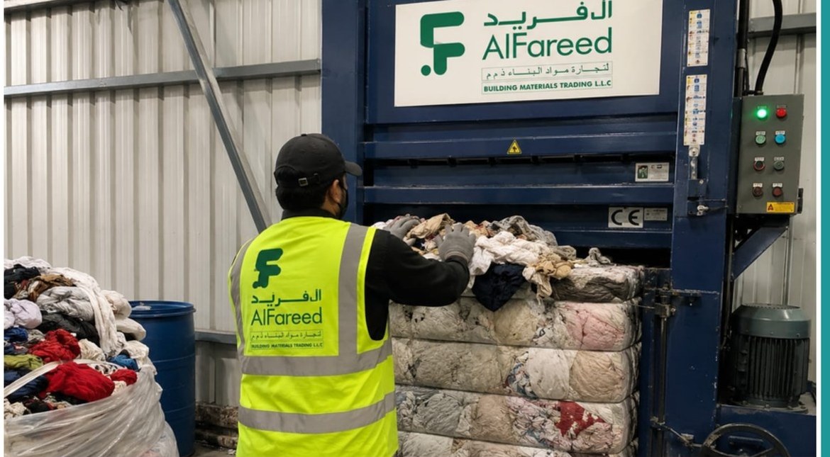 Cutting and packaging process using the Al Fareed baling machine in UAE