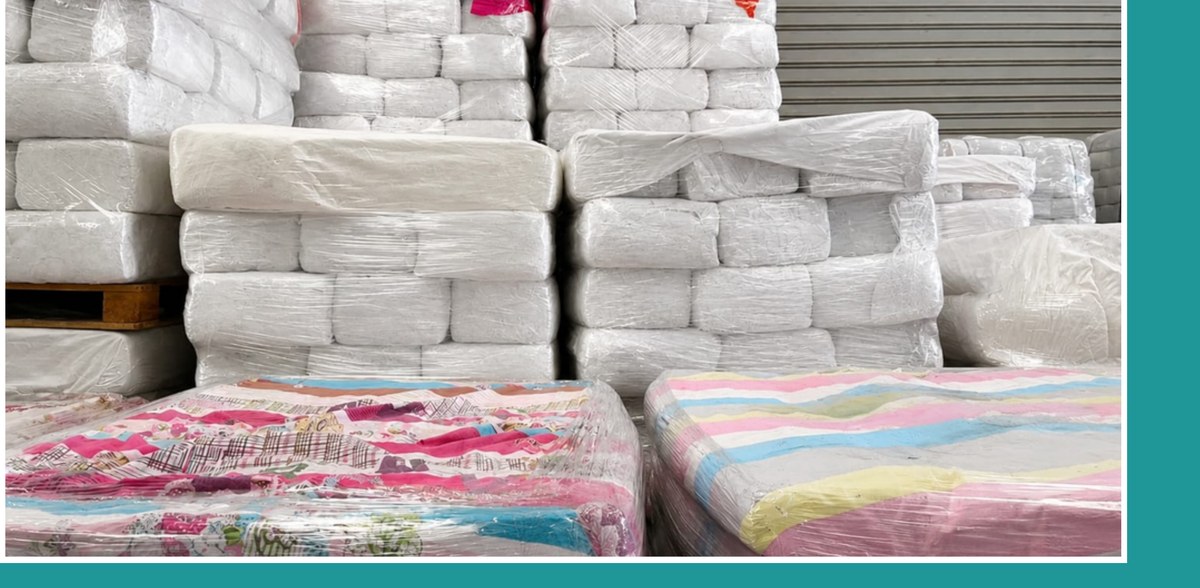 Al Fareed warehouse with ready stock of packed cotton rags in UAE